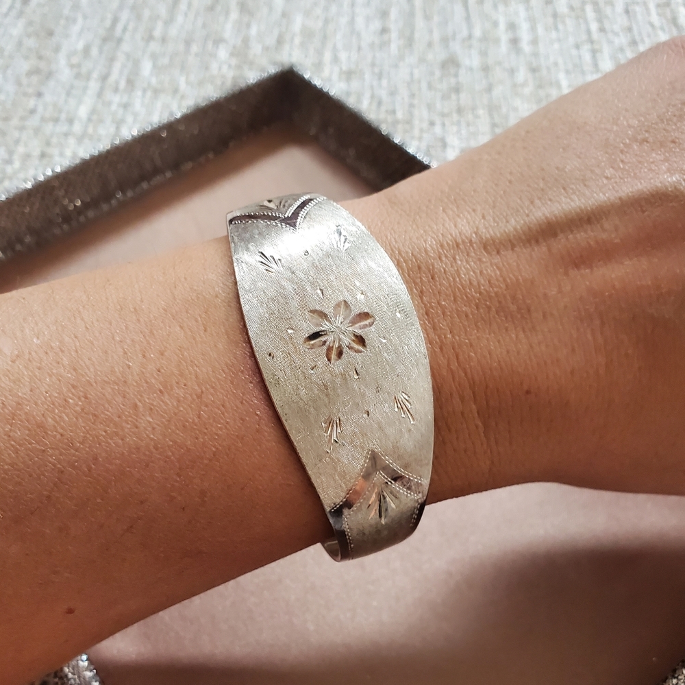Vintage Swiss Silver Cuff Bracelet